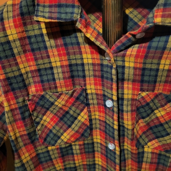 Vintage ESPRIT Y2K 90s Womens Plaid Flannel Cotton Made In USA Size Medium - Picture 3 of 4